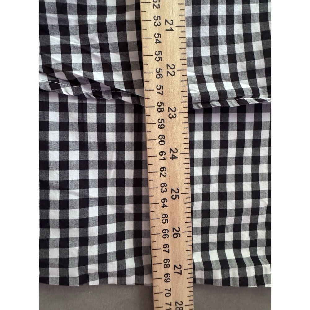 Madewell Gingham Ruffle Sleeve Shirt Black White Cotton Sz M Cottagecore - Picture 9 of 9